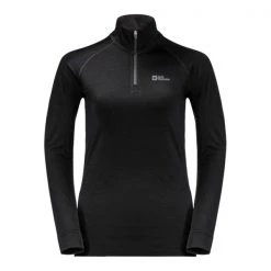 Jack Wolfskin - Women's Alpspitze Wool L/S Half Zip - Sous-vêtement mérinos -Sous-vêtements mérinos Soldes jack wolfskin womens alpspitze wool l s half zip sous vetement merinos 1