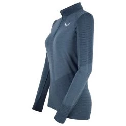 Salewa - Women's Zebru Medium Warm AMR Half Zip Tee - Sous-vêtement mérinos -Sous-vêtements mérinos Soldes salewa womens zebru medium warm amr half zip tee sous vetement merinos detail 2